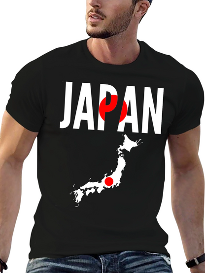 Japan Flag Graphic Tee - Black Crew Neck T-Shirt