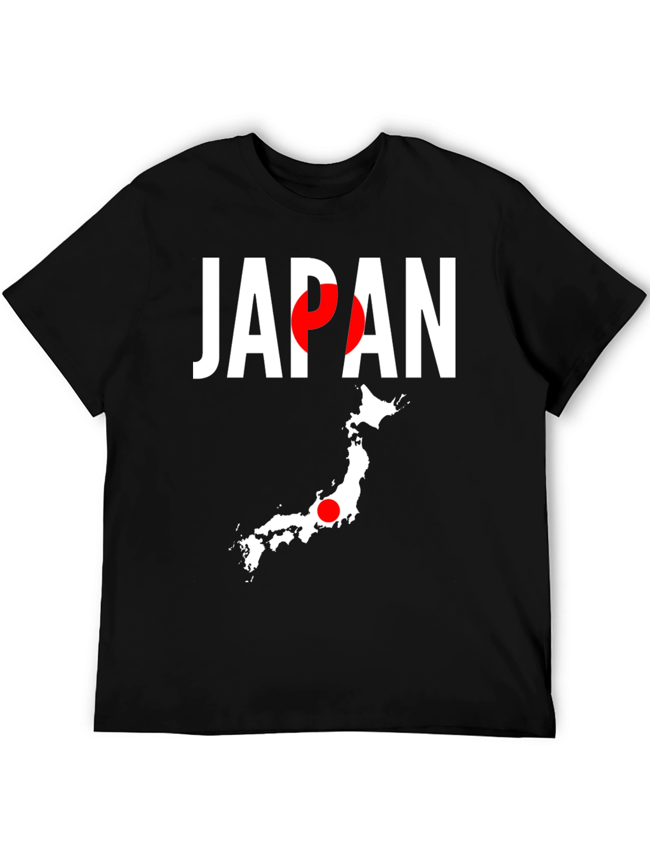 Japan Flag Graphic Tee - Black Crew Neck T-Shirt
