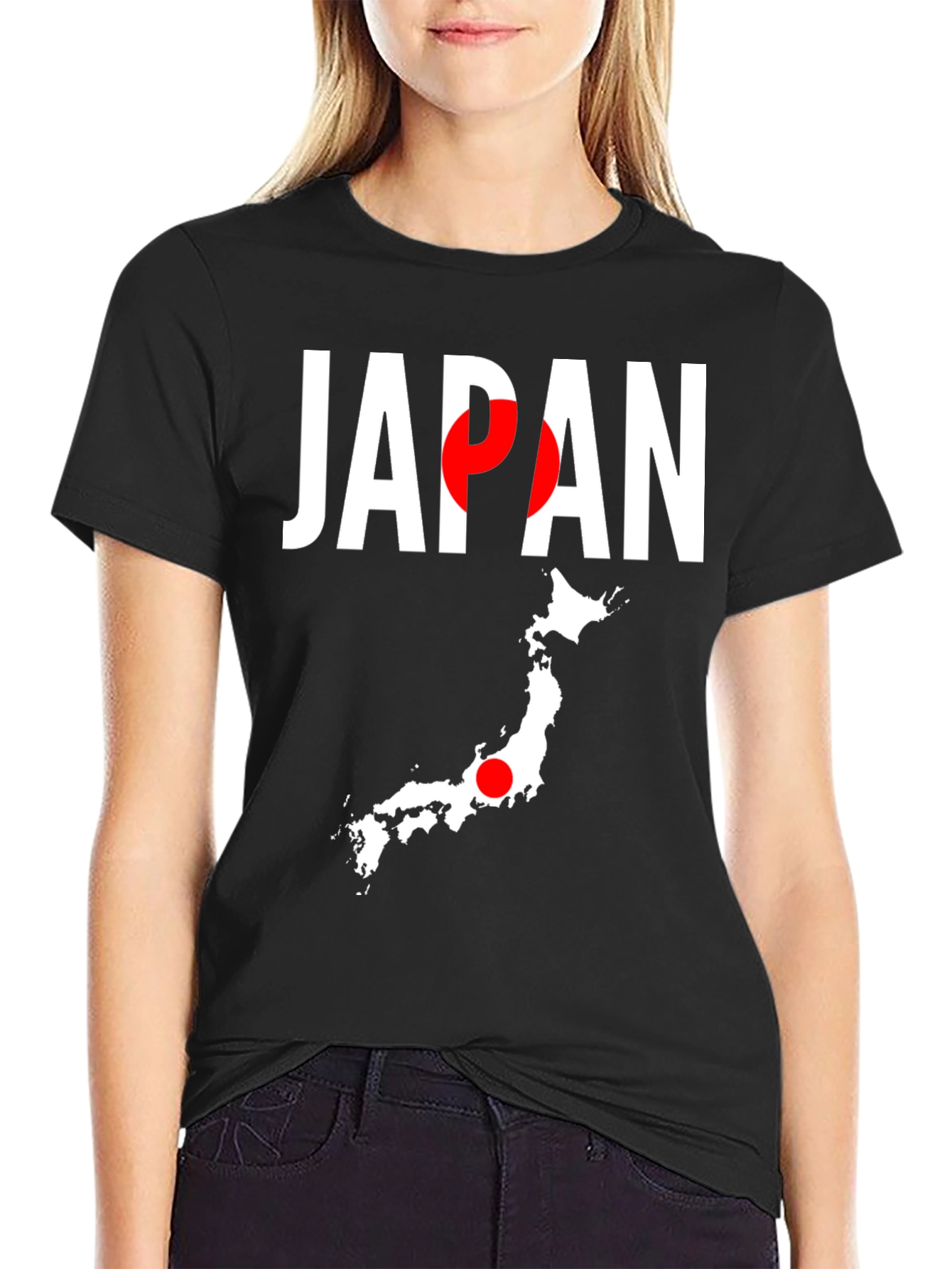 Japan Flag Graphic Tee - Black Crew Neck T-Shirt