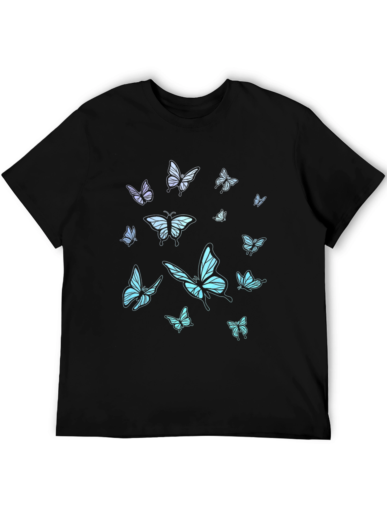 Butterfly Print Black T-Shirt
