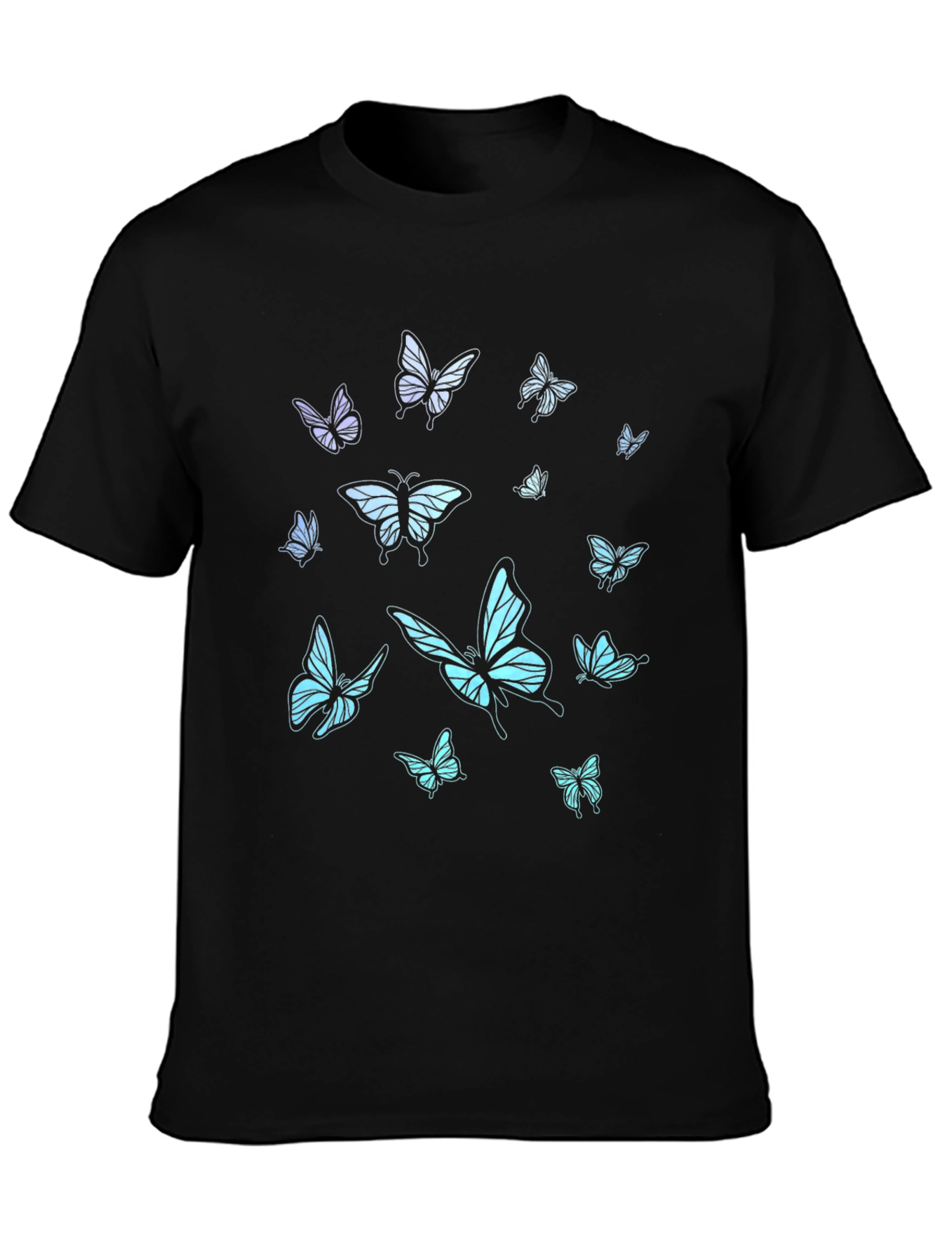 Butterfly Print Black T-Shirt