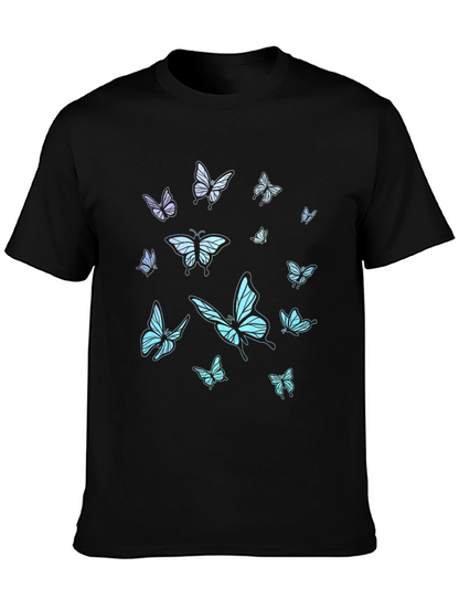 Butterfly Print Black T-Shirt