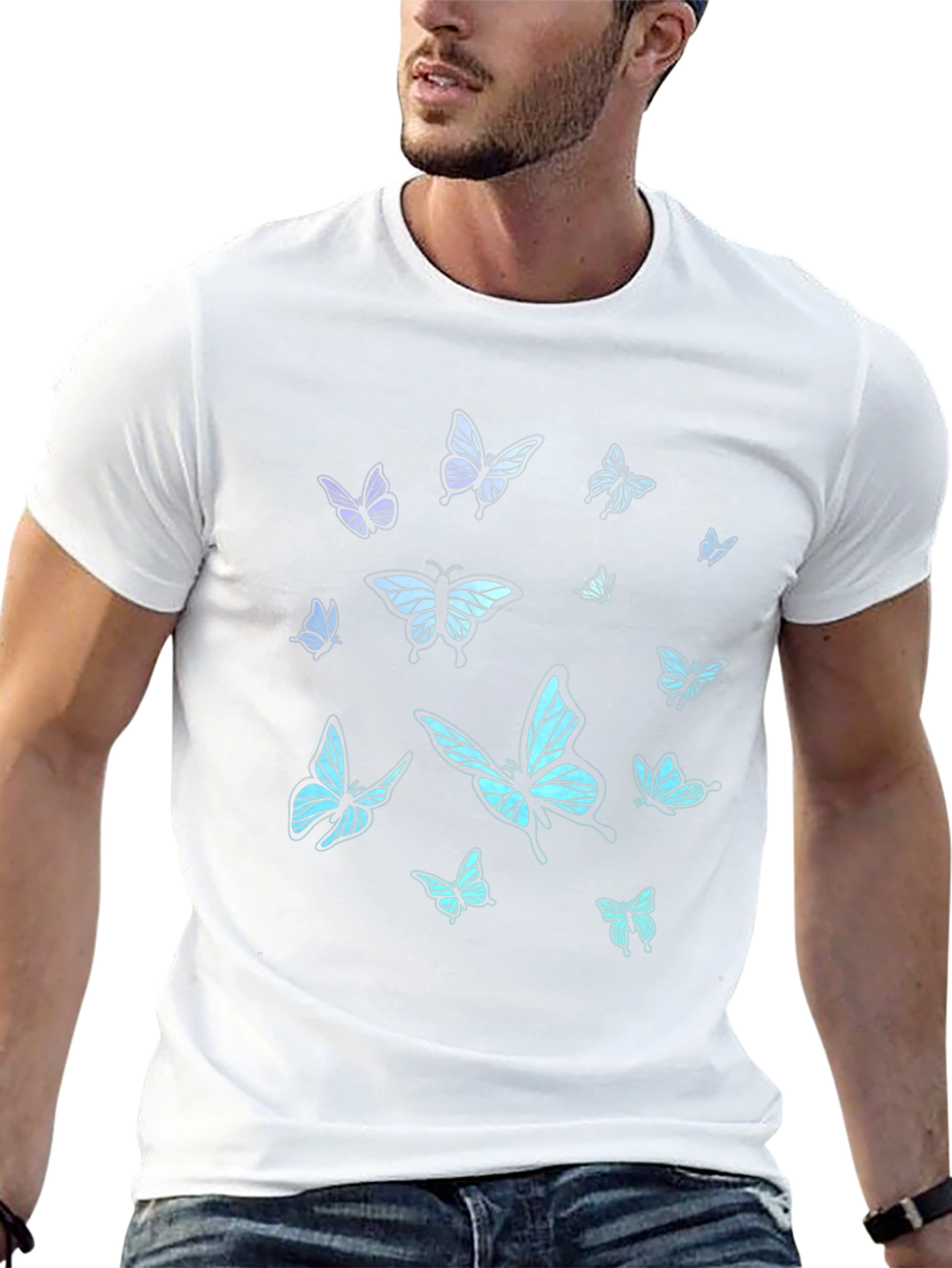 Butterfly Print Black T-Shirt