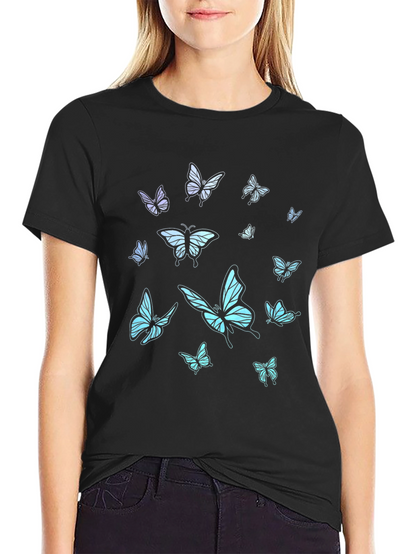 Butterfly Print Black T-Shirt