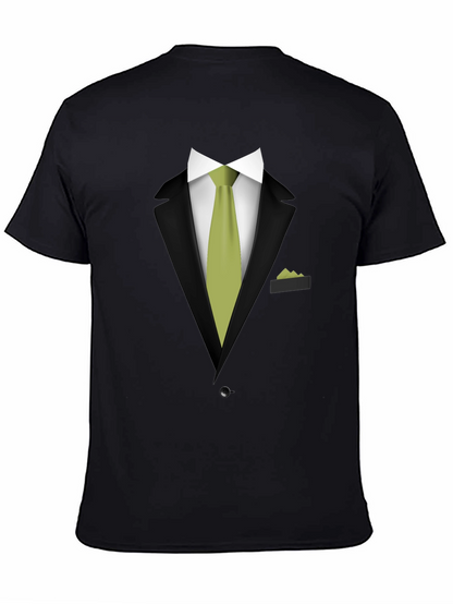 Tuxedo T-Shirt - Black Suit with Green Tie Design