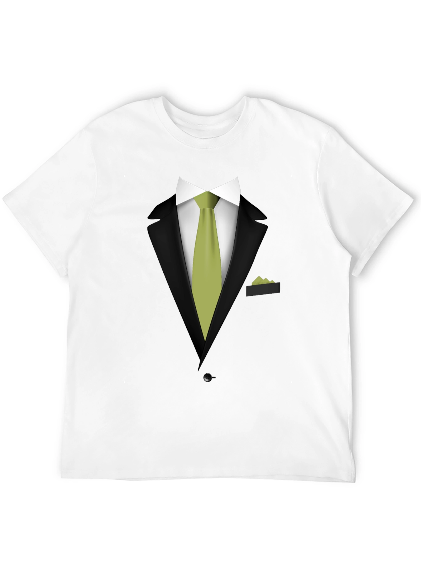 Tuxedo T-Shirt - Black Suit with Green Tie Design