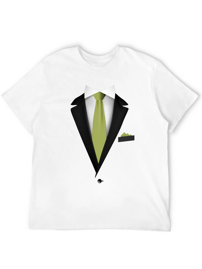 Tuxedo T-Shirt - Black Suit with Green Tie Design