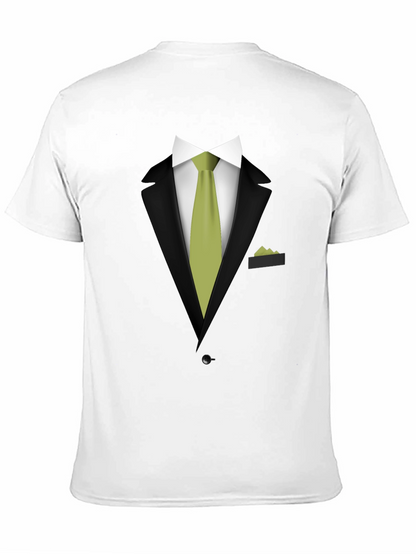 Tuxedo T-Shirt - Black Suit with Green Tie Design
