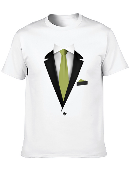 Tuxedo T-Shirt - Black Suit with Green Tie Design