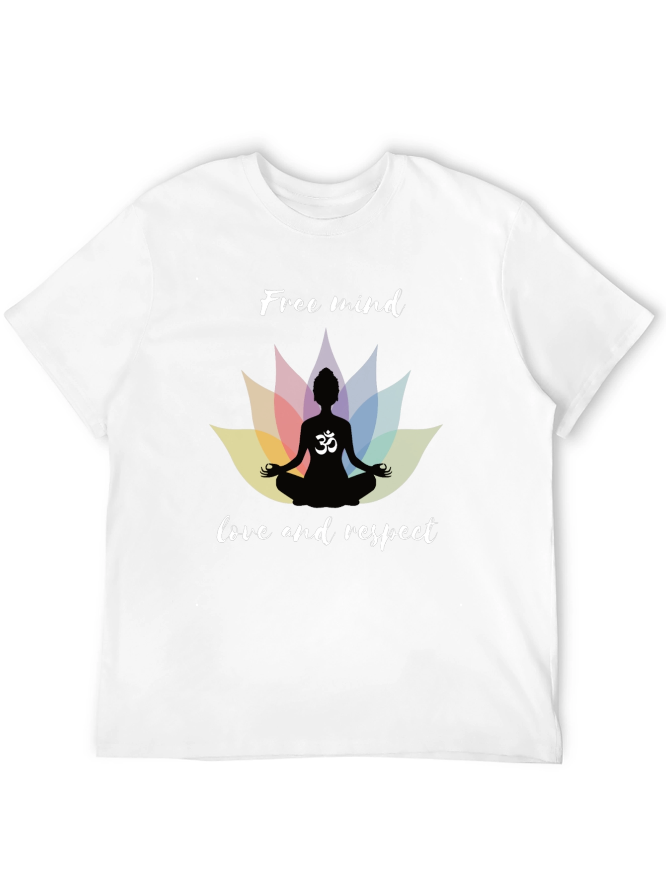 Free Mind Om Yoga Lotus Mens Black T-Shirt