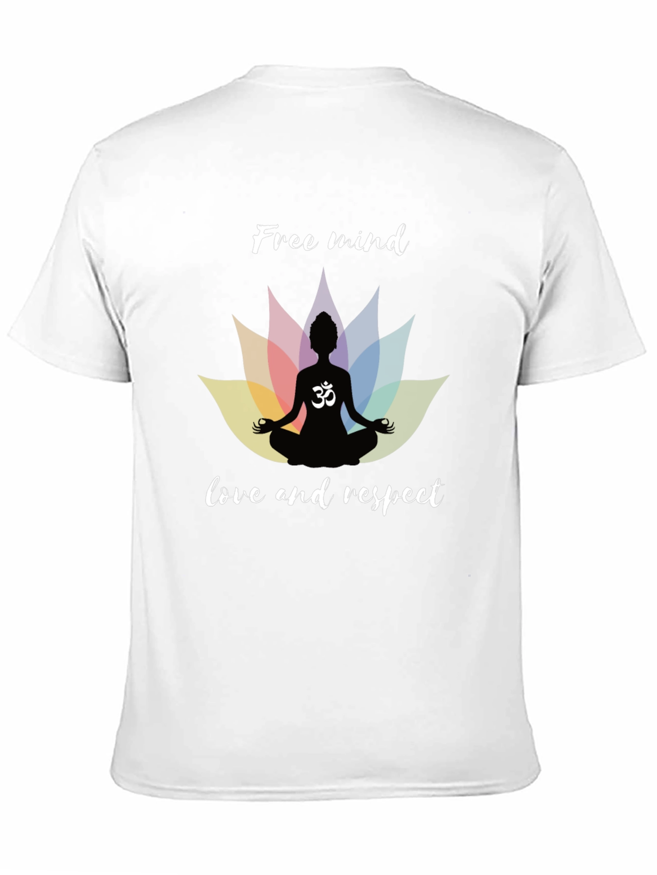 Free Mind Om Yoga Lotus Mens Black T-Shirt