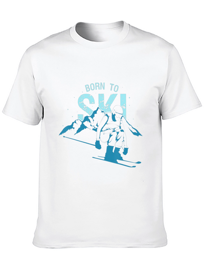 Born To Ski T-Shirt Mountain Graphic Tee