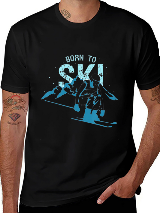 Born To Ski T-Shirt Mountain Graphic Tee