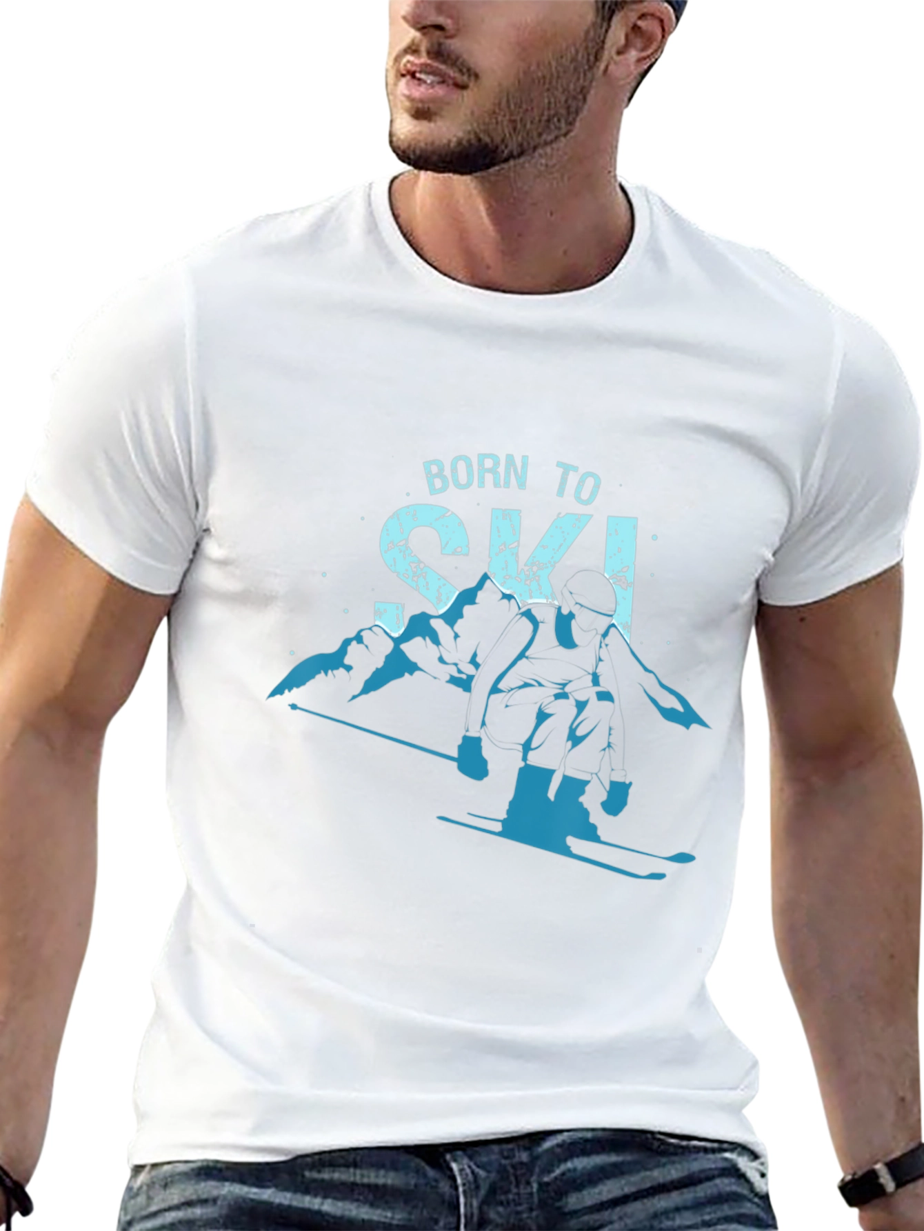 Born To Ski T-Shirt Mountain Graphic Tee
