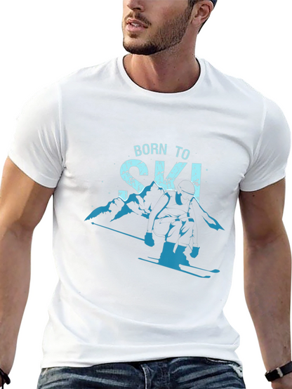Born To Ski T-Shirt Mountain Graphic Tee