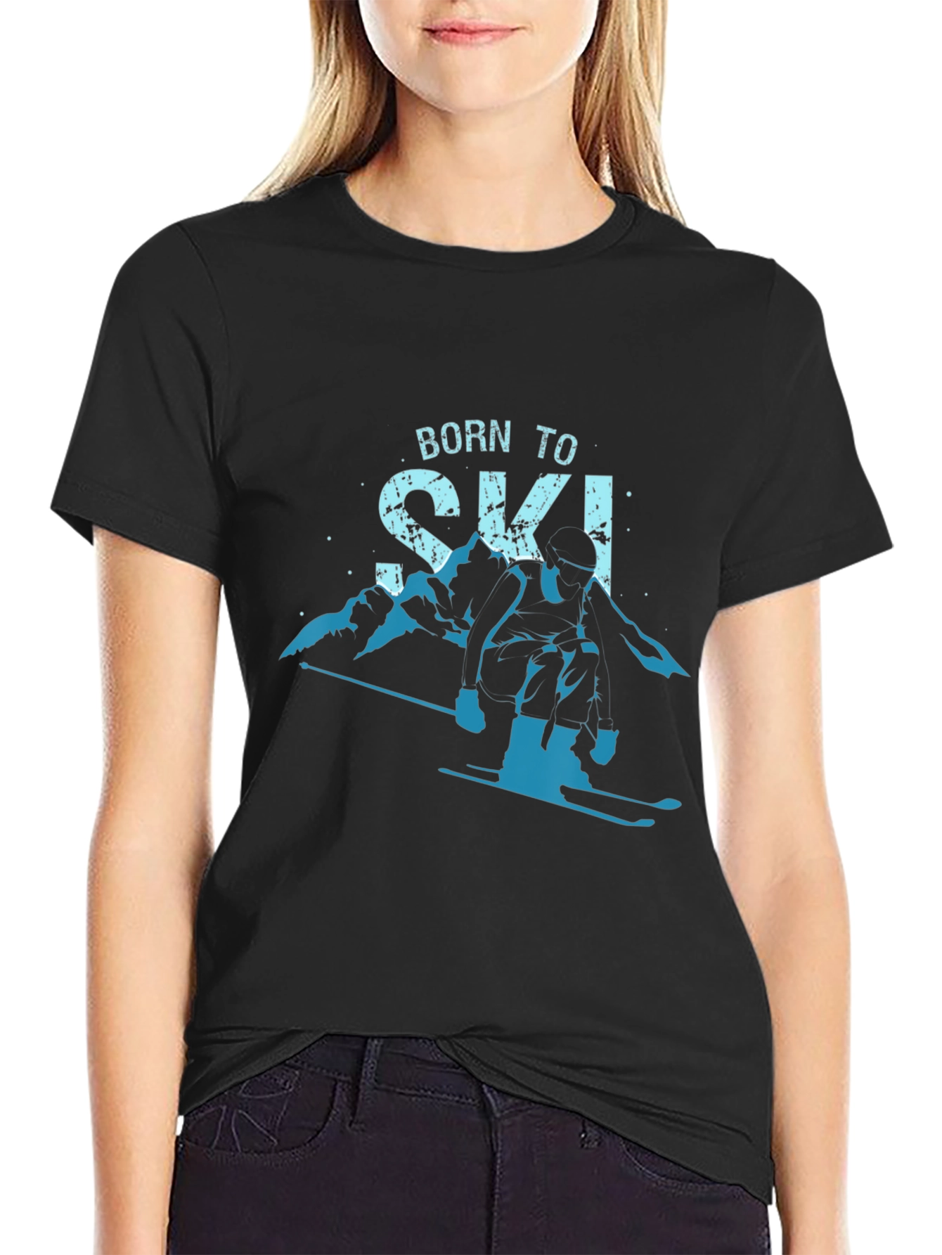 Born To Ski T-Shirt Mountain Graphic Tee