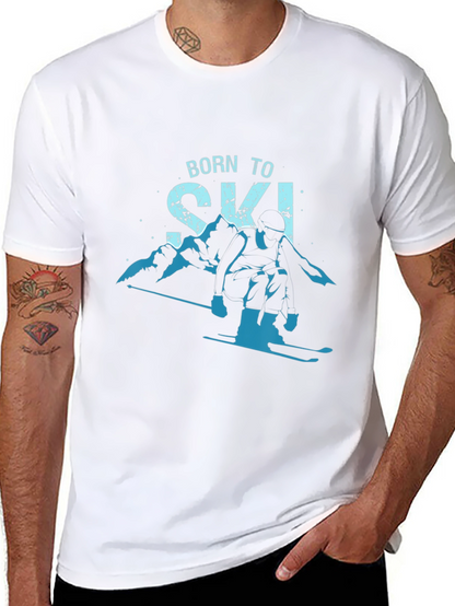 Born To Ski T-Shirt Mountain Graphic Tee