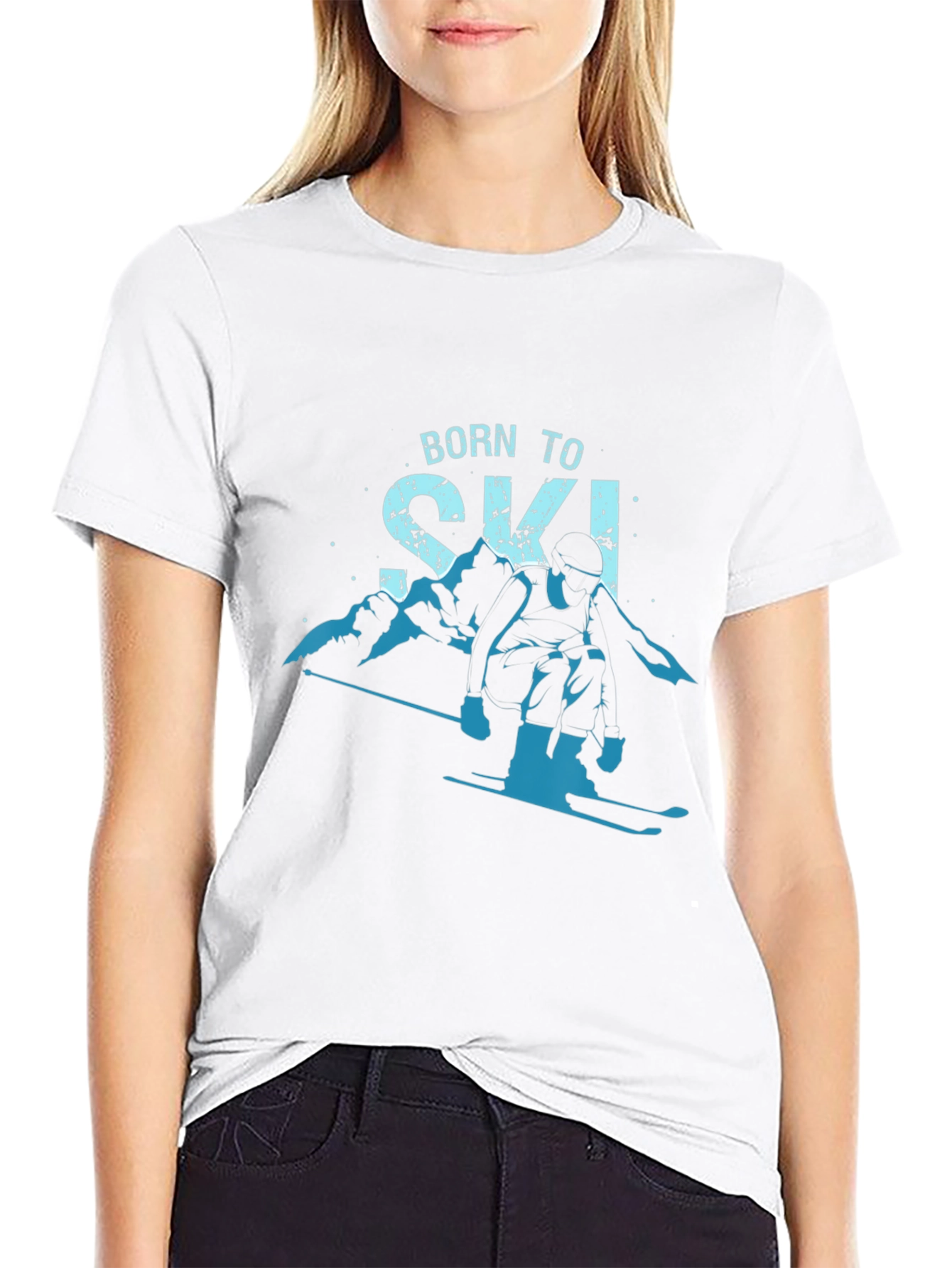 Born To Ski T-Shirt Mountain Graphic Tee