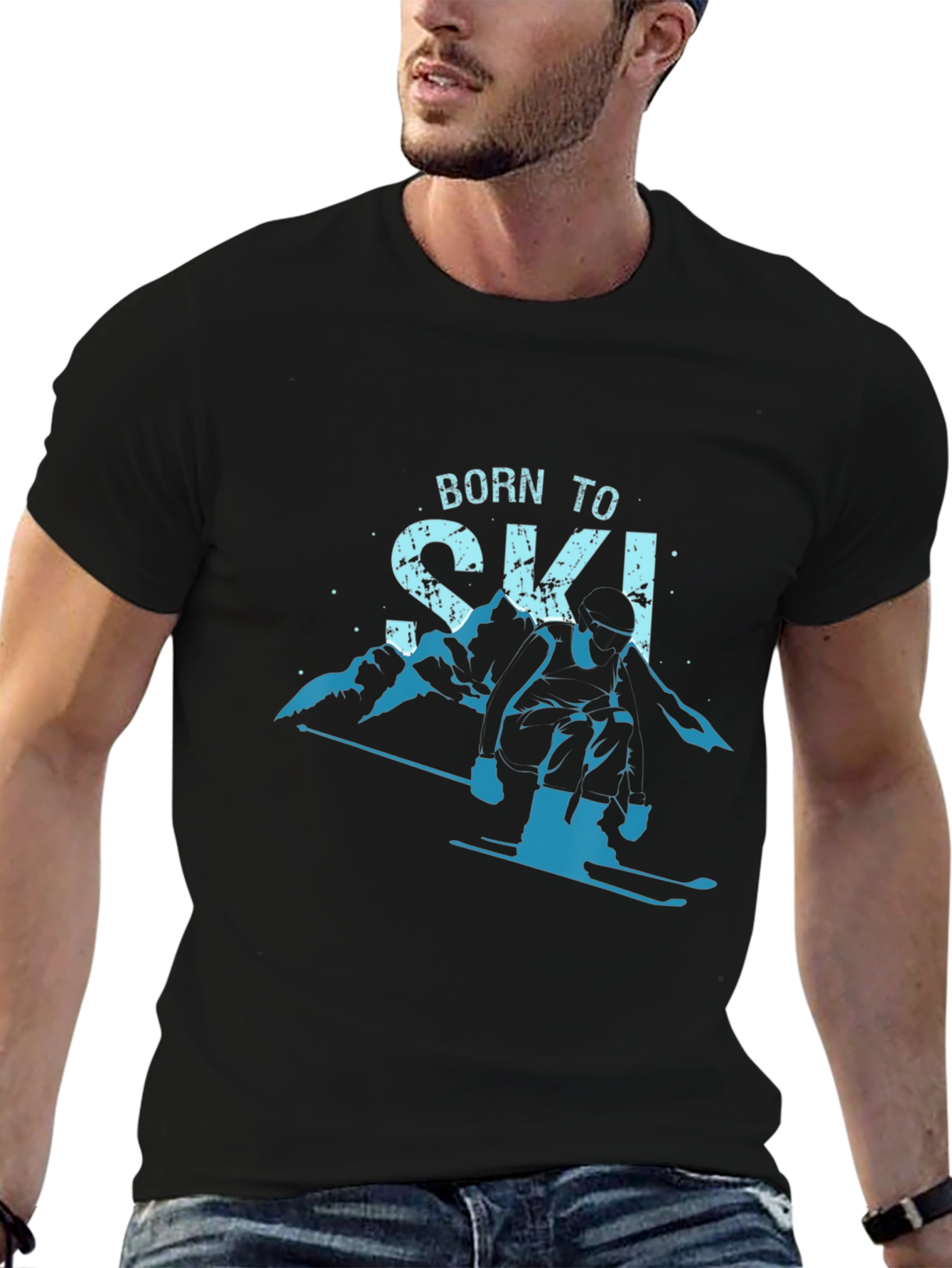 Born To Ski T-Shirt Mountain Graphic Tee