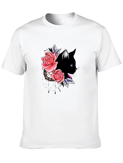 Black Cat Floral T-Shirt