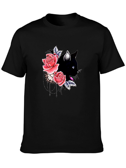 Black Cat Floral T-Shirt
