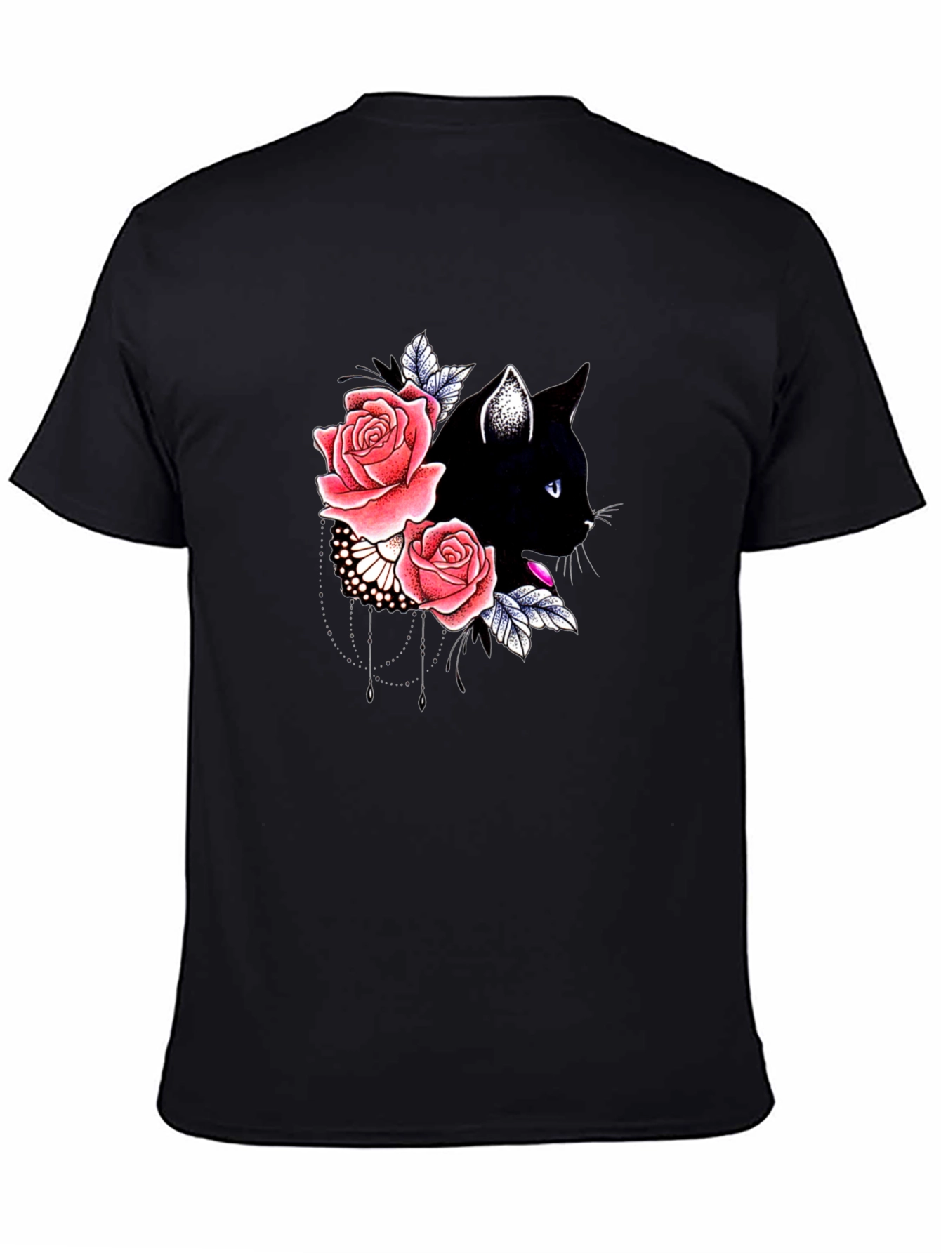 Black Cat Floral T-Shirt