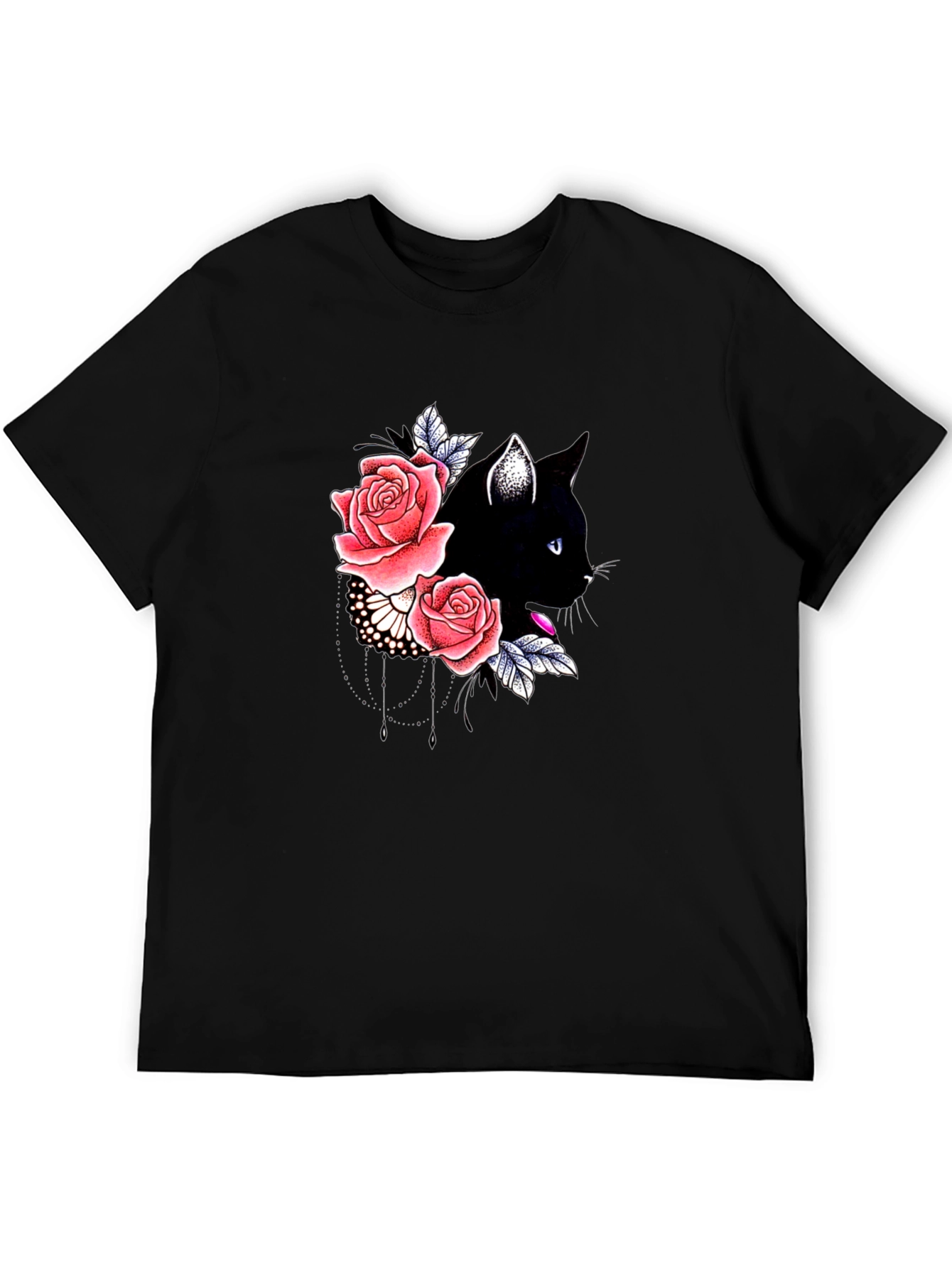Black Cat Floral T-Shirt