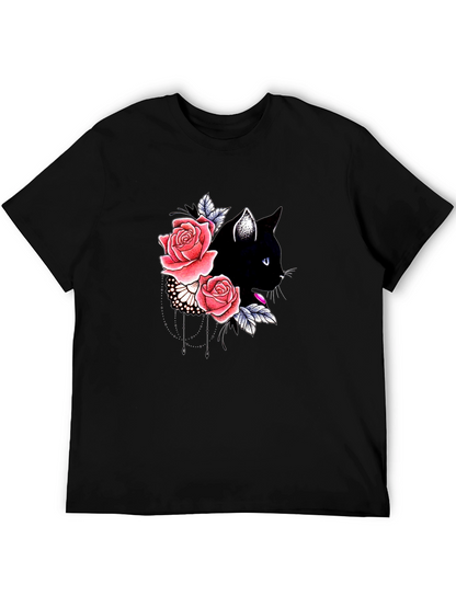 Black Cat Floral T-Shirt