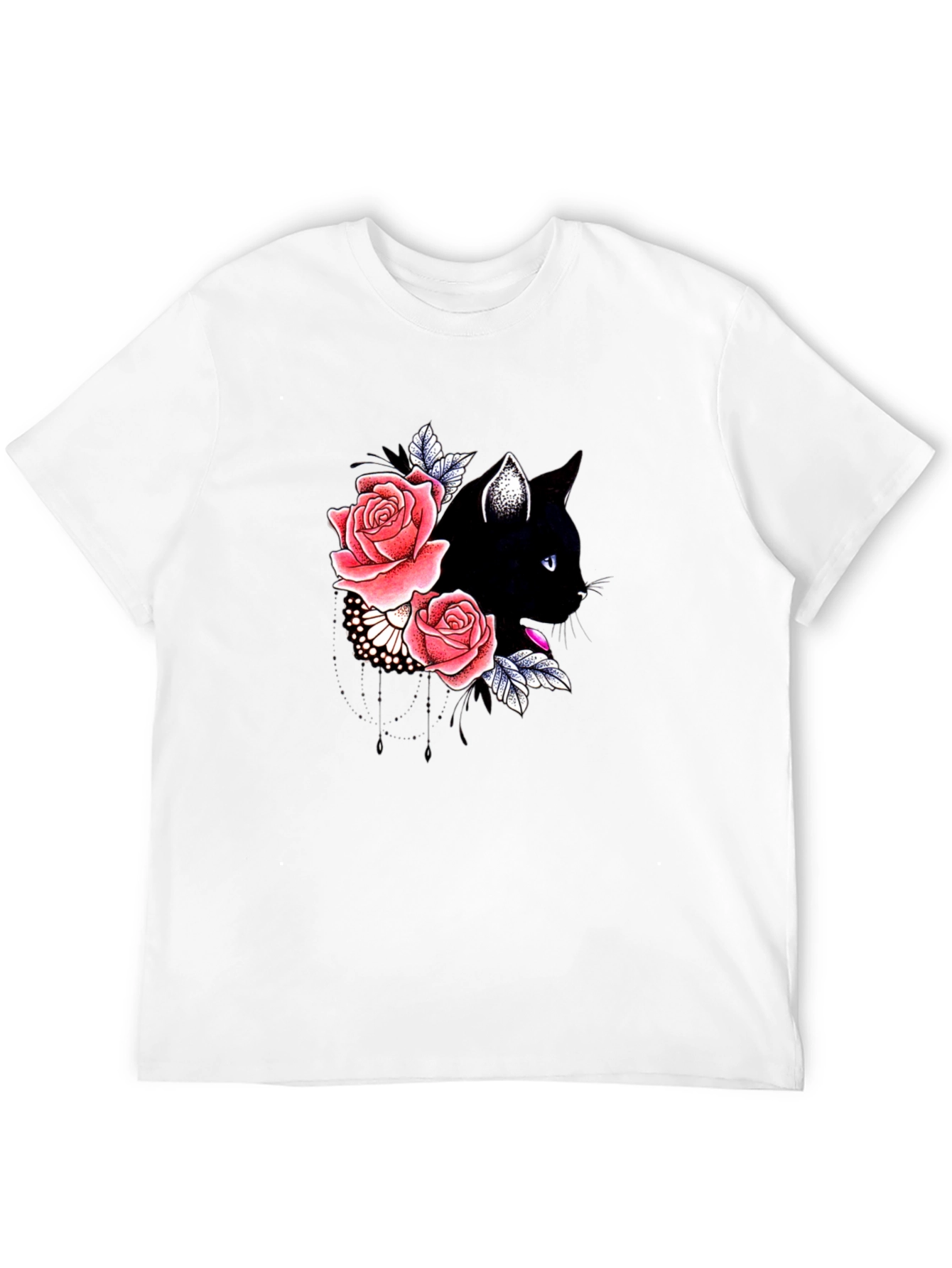 Black Cat Floral T-Shirt