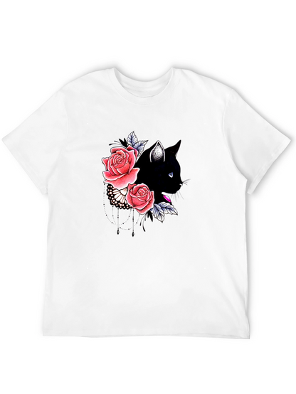 Black Cat Floral T-Shirt
