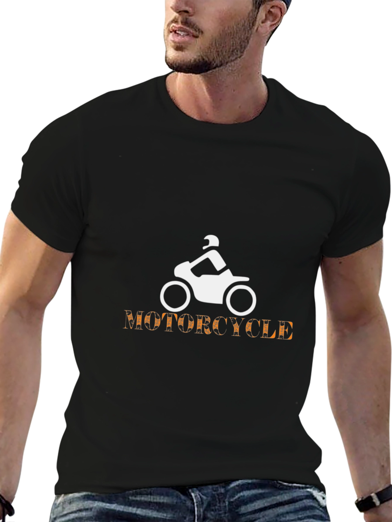 Mens Black Motorcycle Graphic Tee