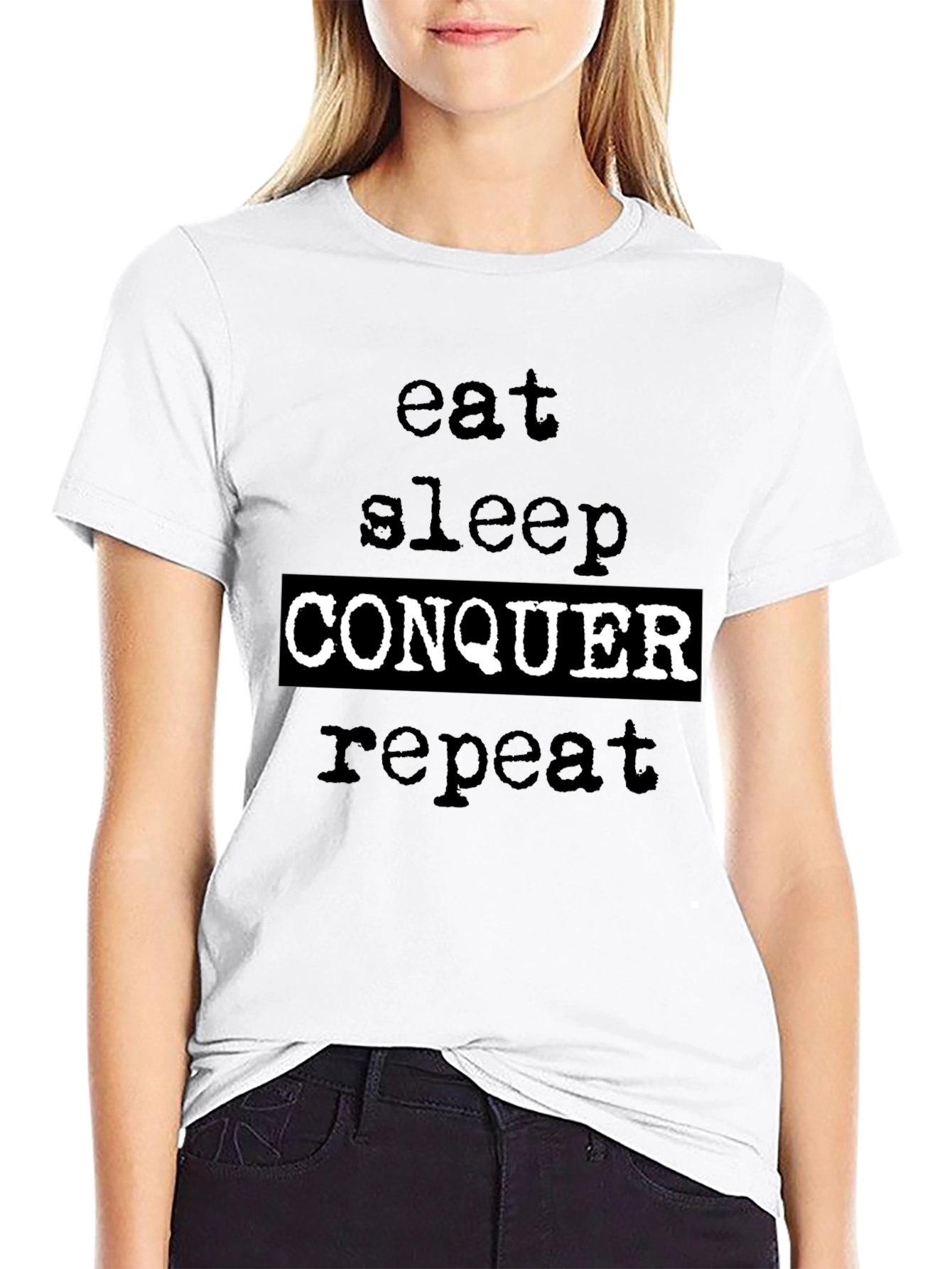 Eat Sleep Conquer Repeat Graphic Tee
