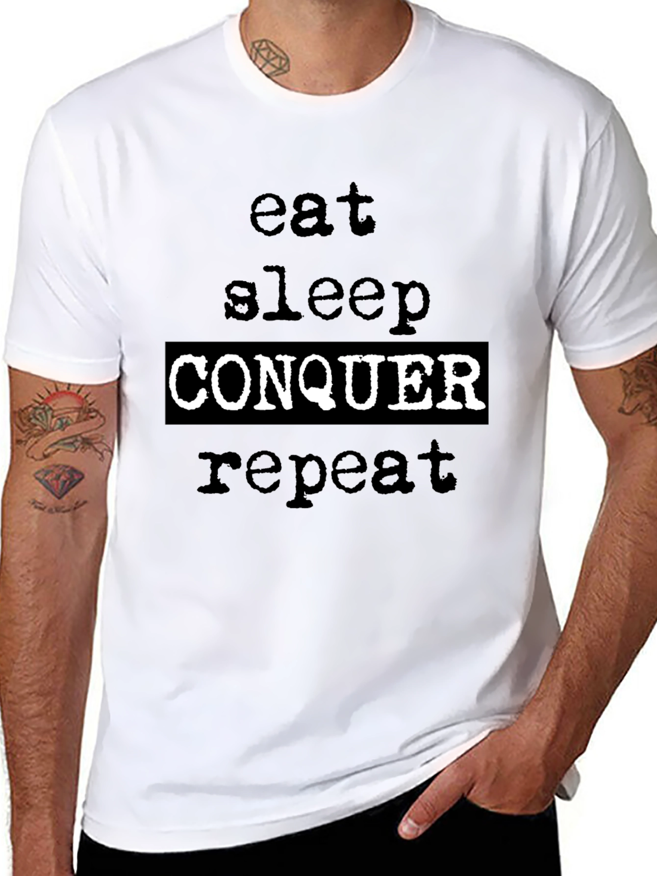 Eat Sleep Conquer Repeat Graphic Tee