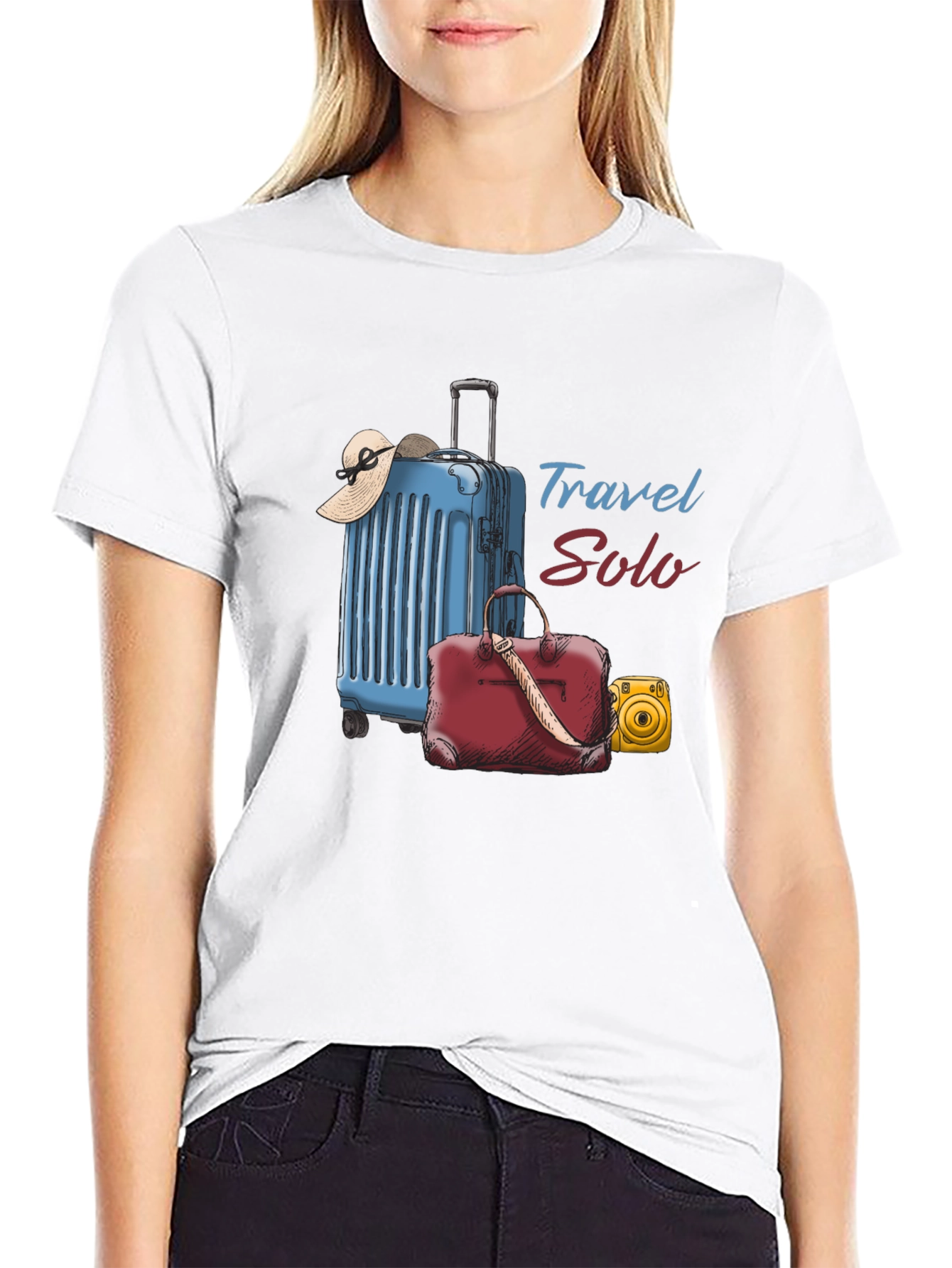 Travel Solo Black T-Shirt - Adventure Awaits!