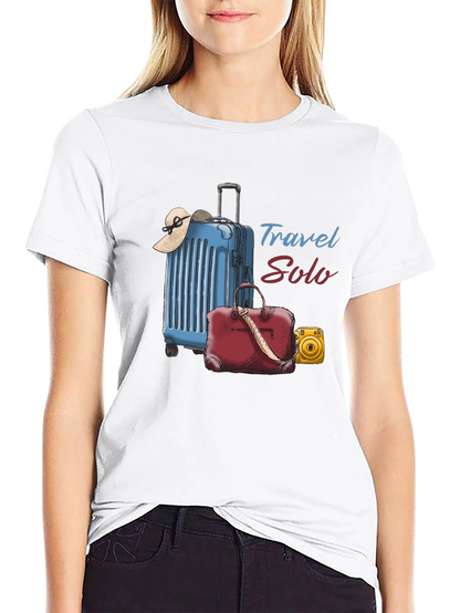 Travel Solo Black T-Shirt - Adventure Awaits!