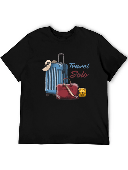 Travel Solo Black T-Shirt - Adventure Awaits!