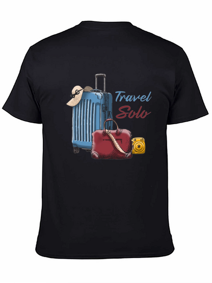 Travel Solo Black T-Shirt - Adventure Awaits!