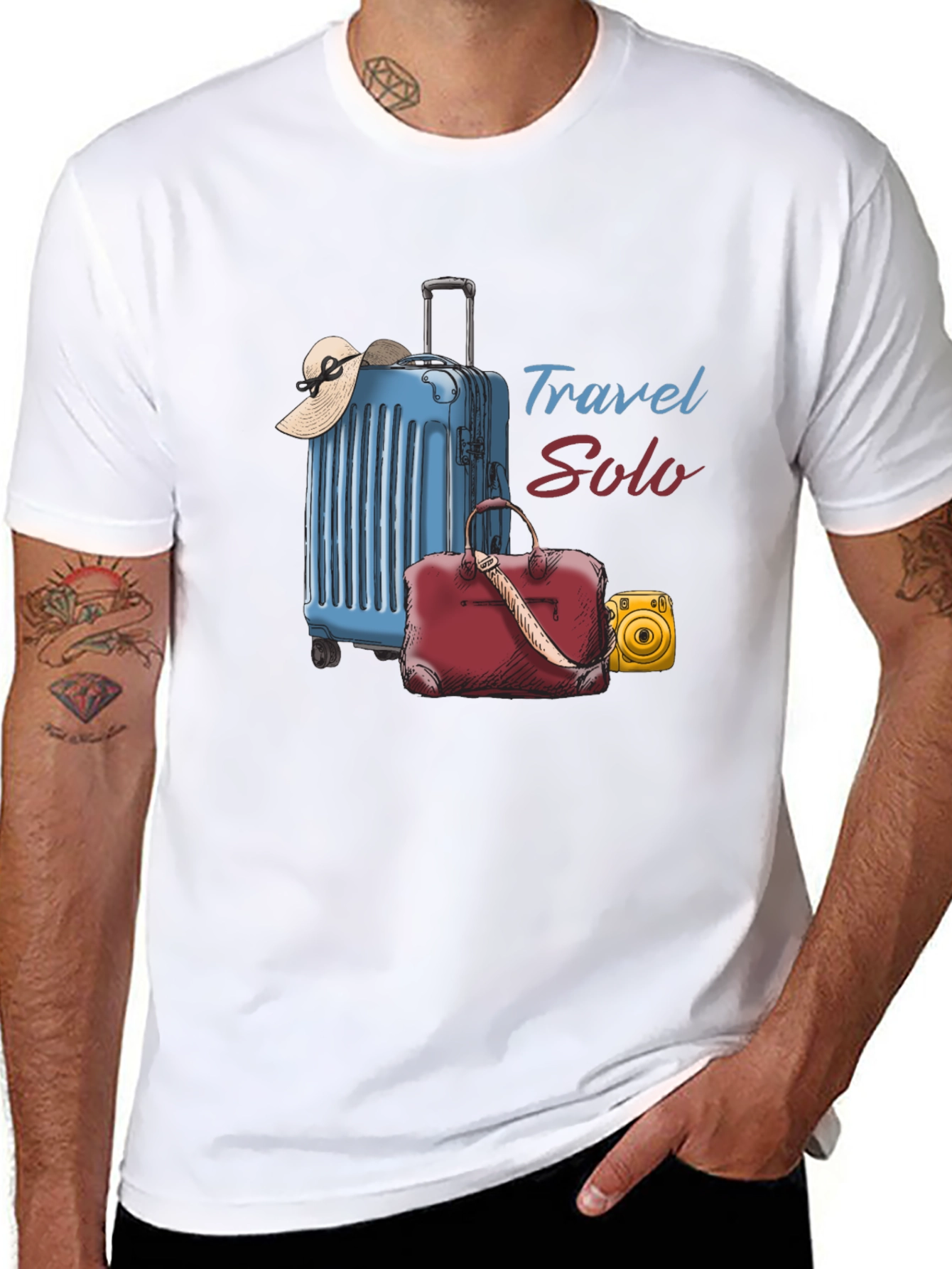 Travel Solo Black T-Shirt - Adventure Awaits!