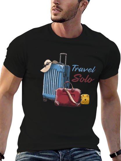 Travel Solo Black T-Shirt - Adventure Awaits!
