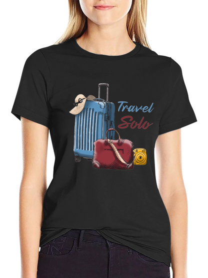 Travel Solo Black T-Shirt - Adventure Awaits!