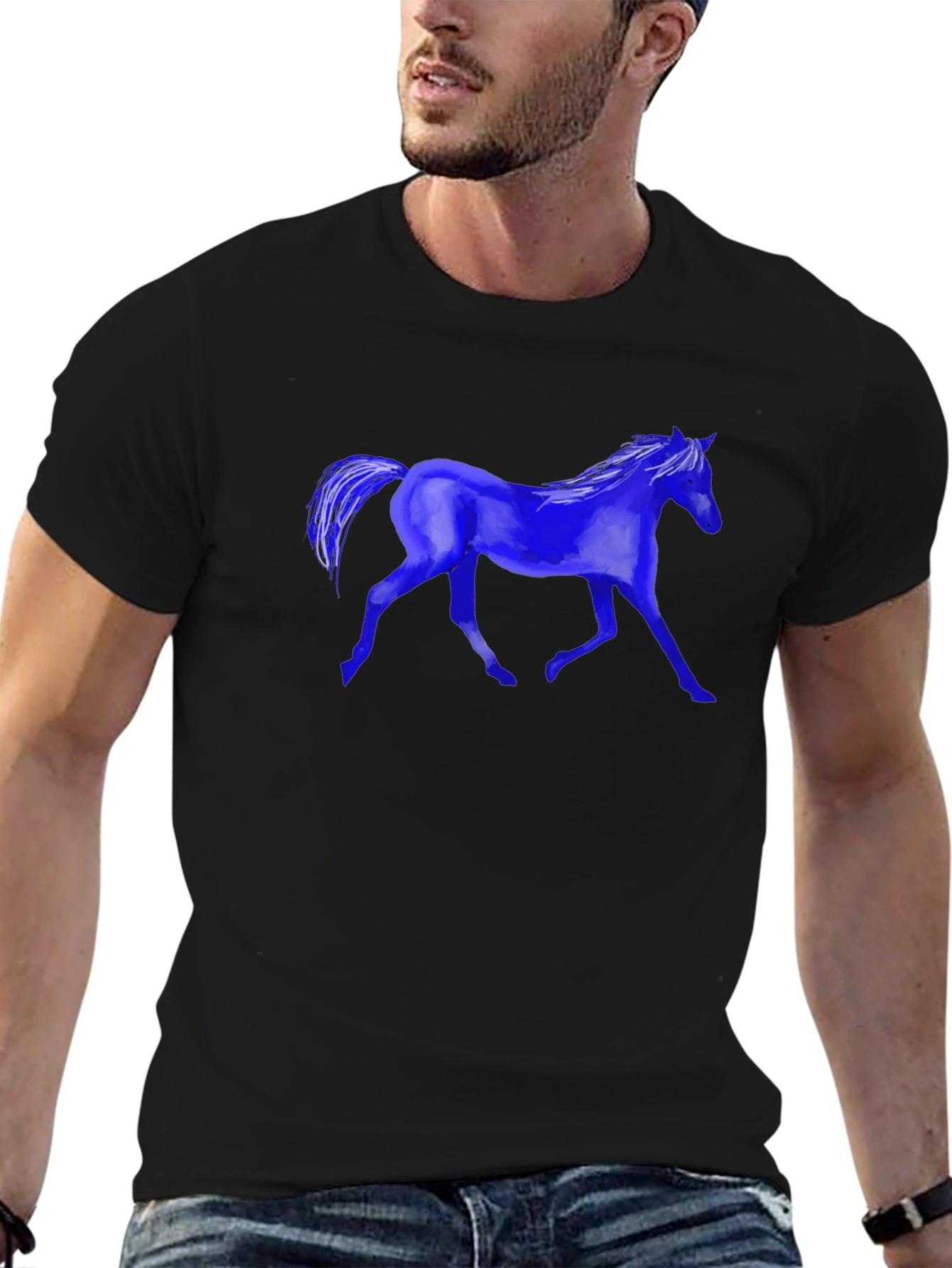Blue Horse Graphic T-Shirt