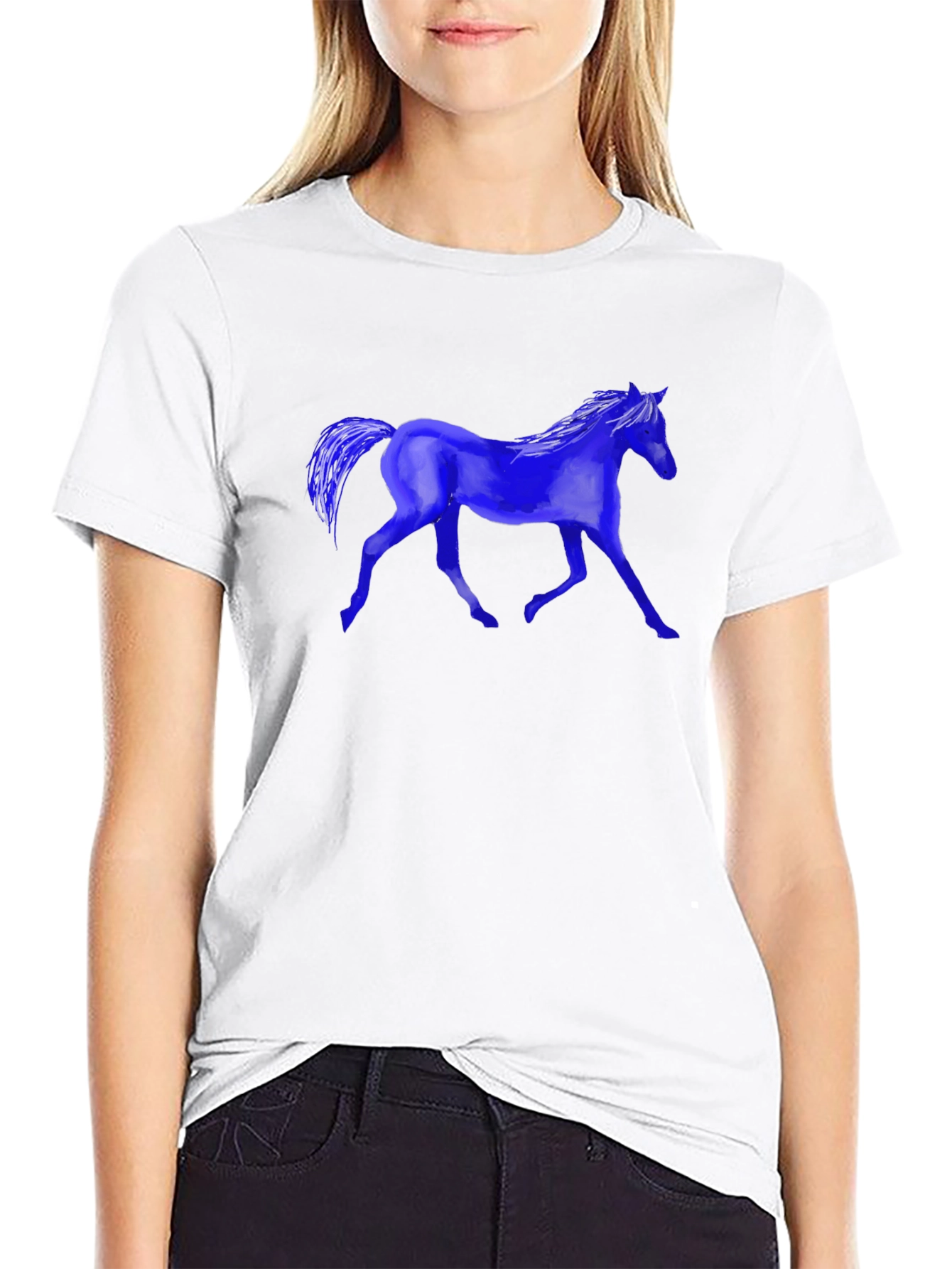 Blue Horse Graphic T-Shirt