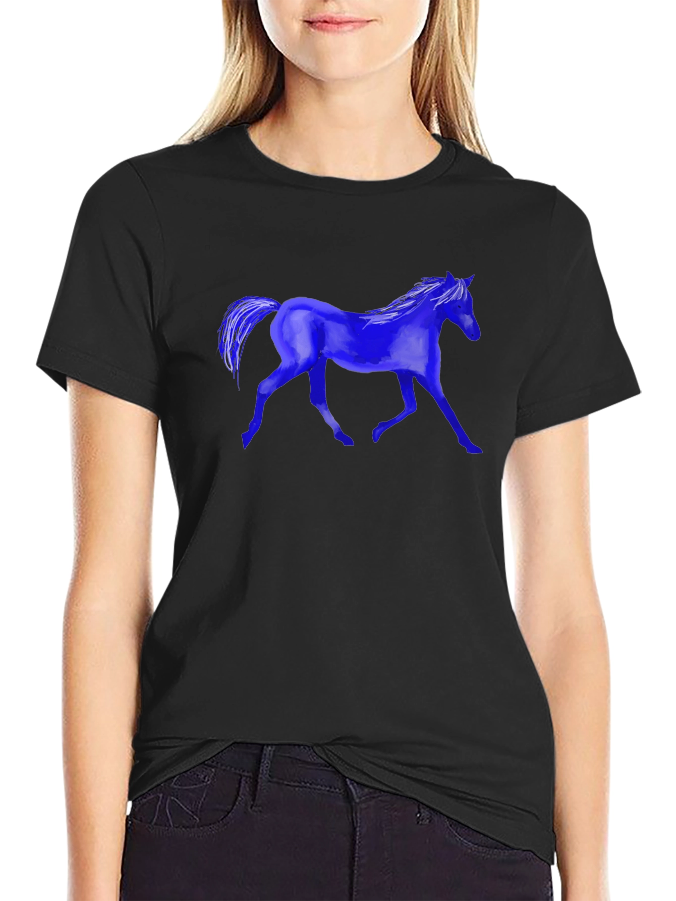 Blue Horse Graphic T-Shirt