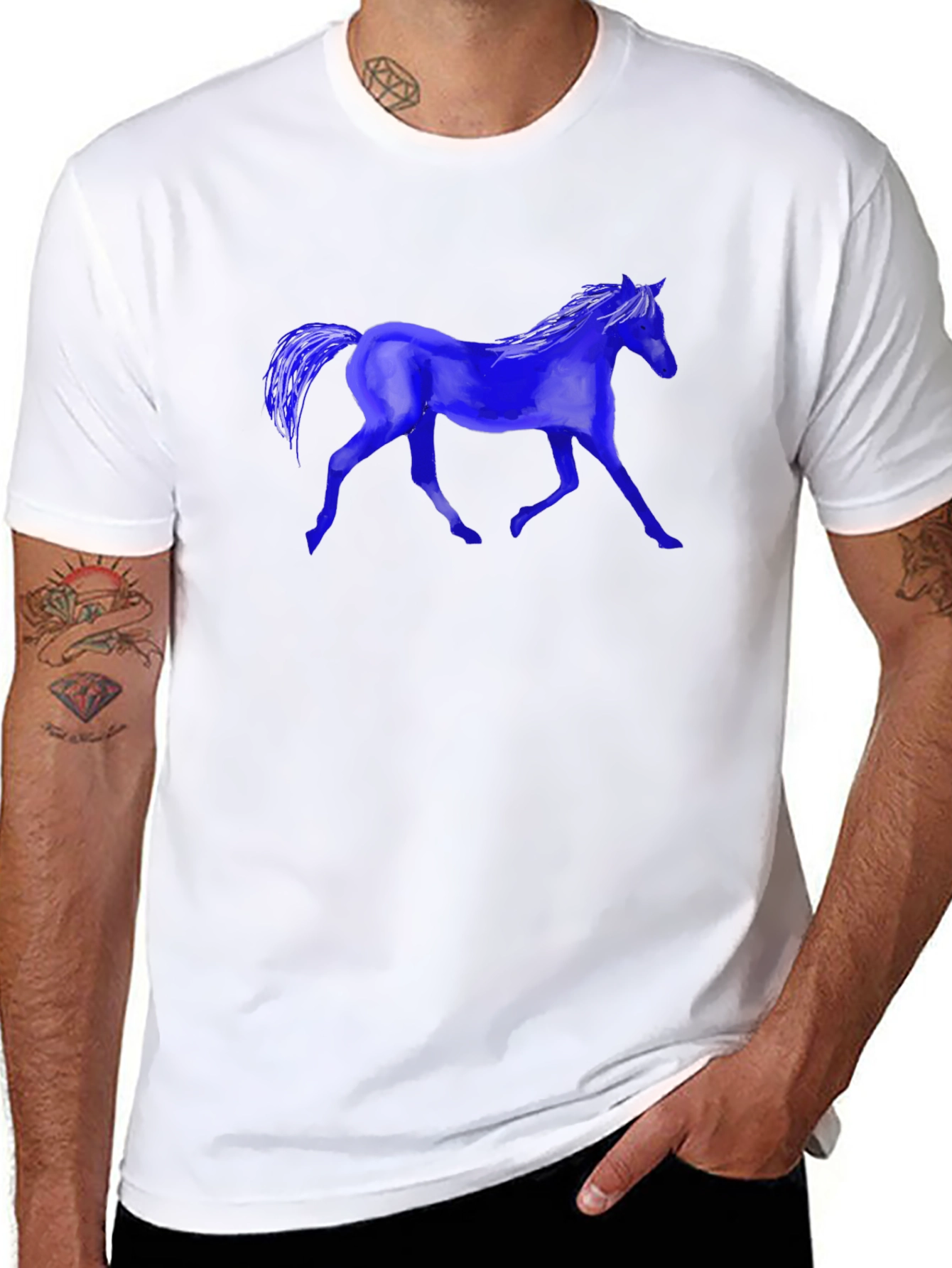 Blue Horse Graphic T-Shirt