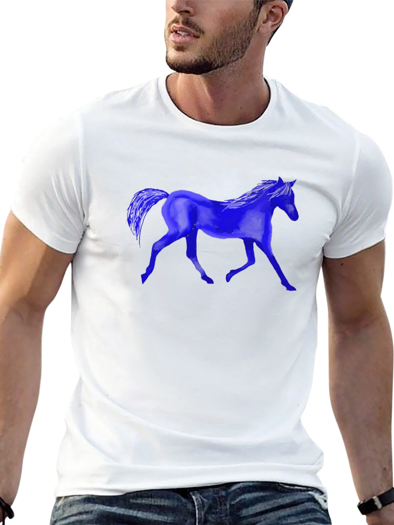 Blue Horse Graphic T-Shirt