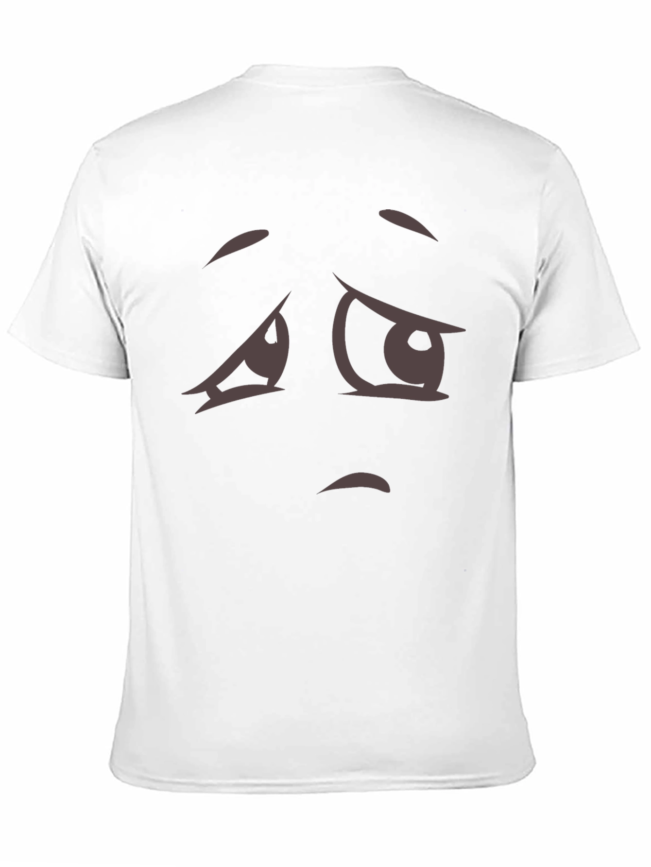 Expressive Sad Face Graphic Tee - Soft Cotton Blend