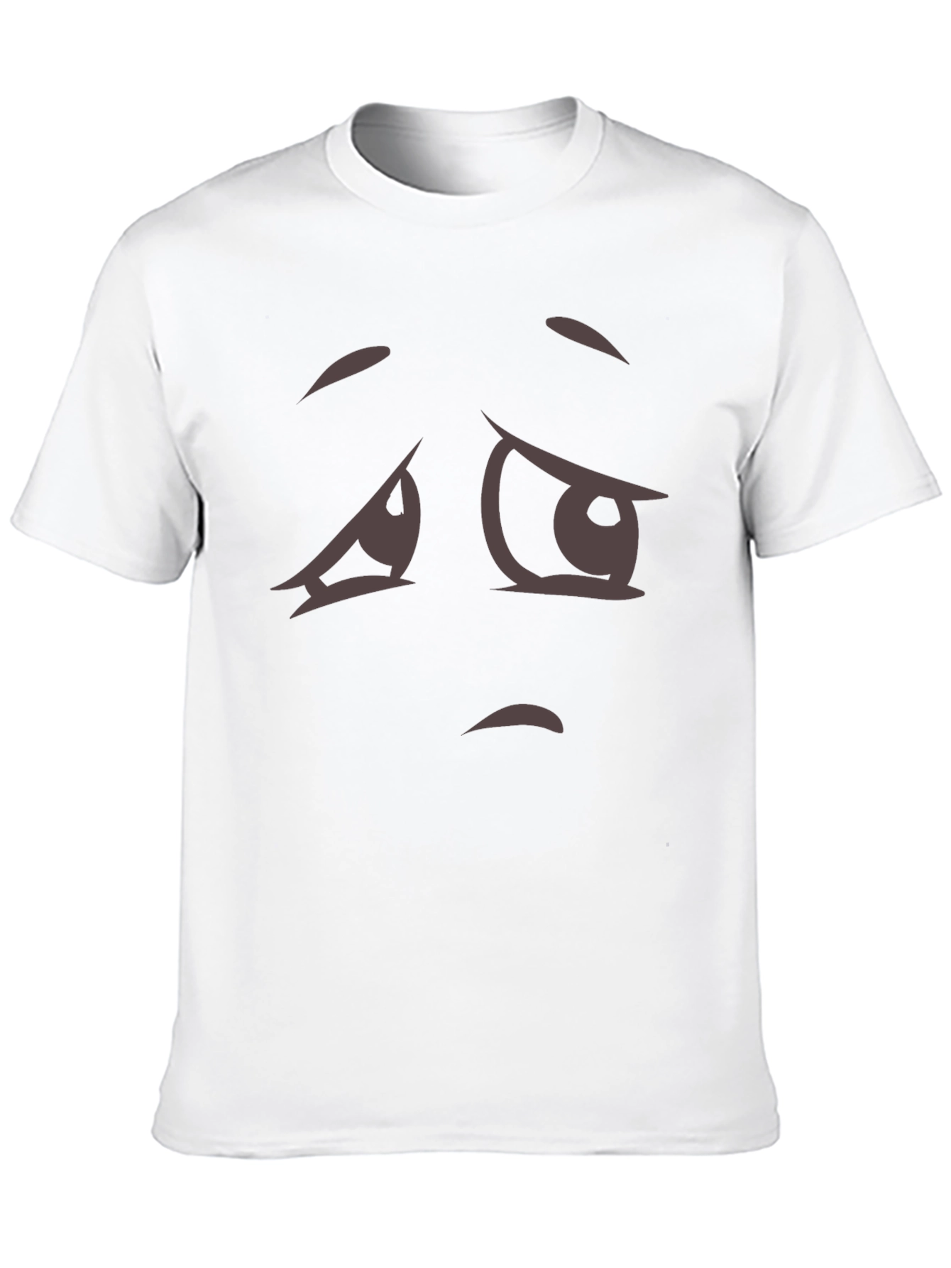 Expressive Sad Face Graphic Tee - Soft Cotton Blend