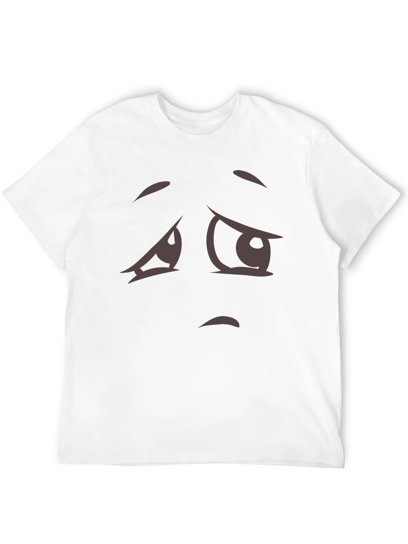 Expressive Sad Face Graphic Tee - Soft Cotton Blend