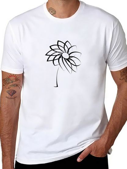 Minimalist Flower Graphic Black T-Shirt