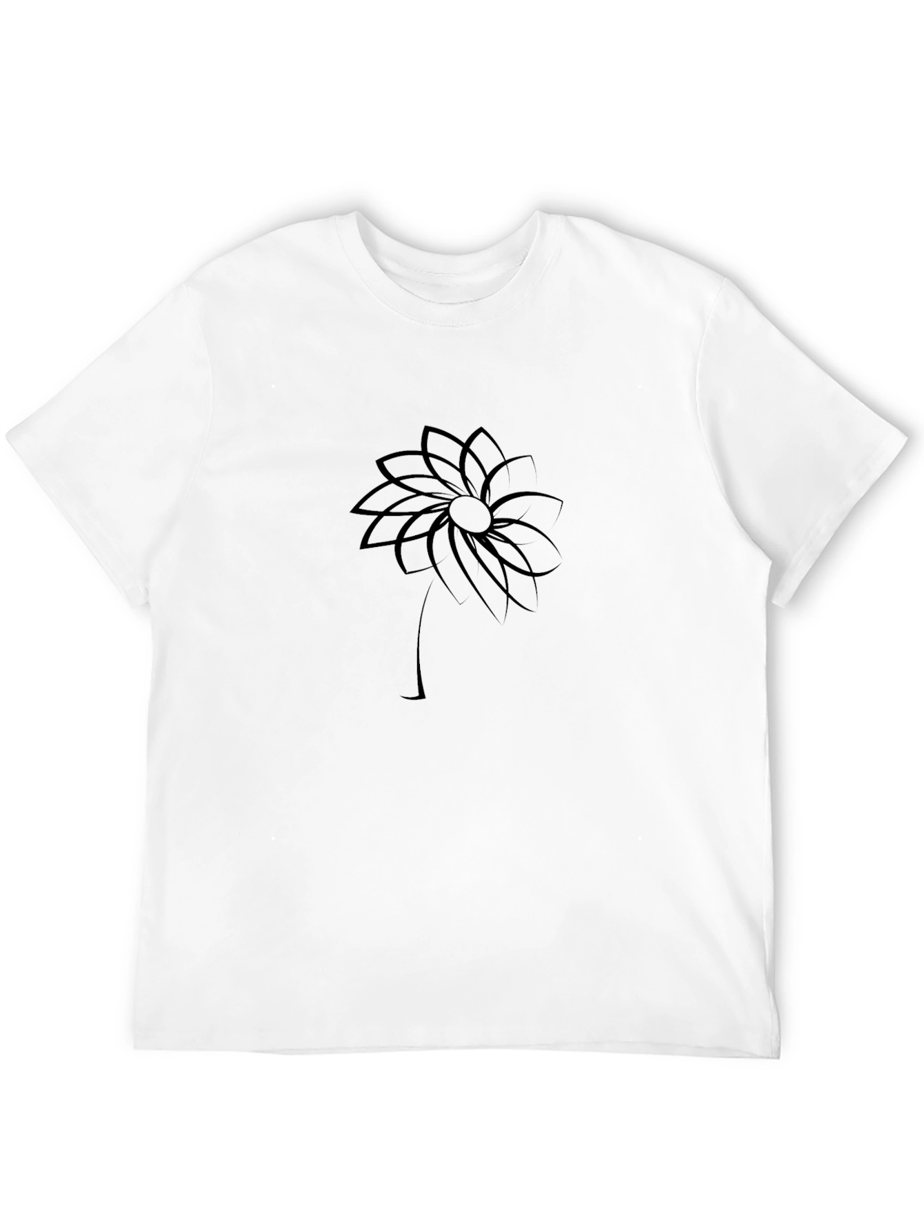Minimalist Flower Graphic Black T-Shirt
